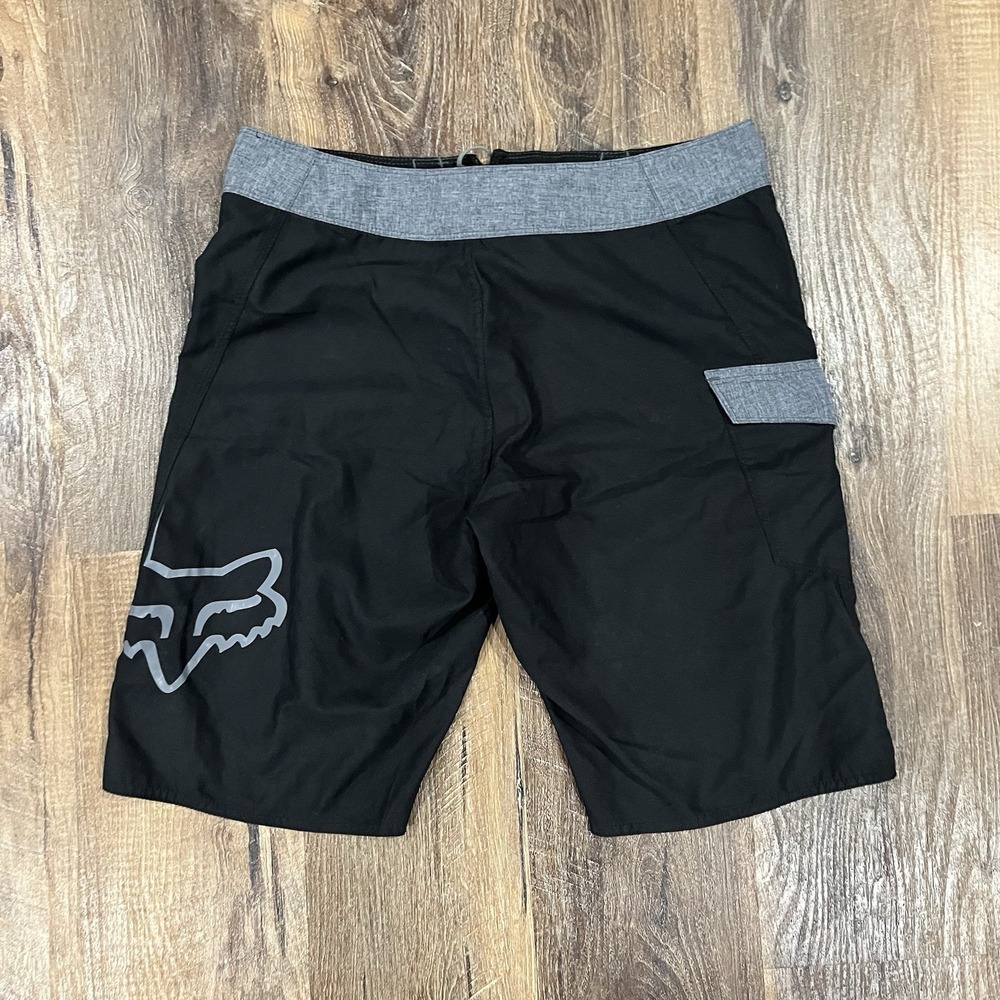 Fox H2O Shorts 32 Black Gray Boardshorts Swim Trunks Drawstring FOX HEAD